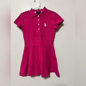 US POLO ASSN. Tennis Dress Girls XS 5/6 Pink Collared Short Sleeve Sporty Dress